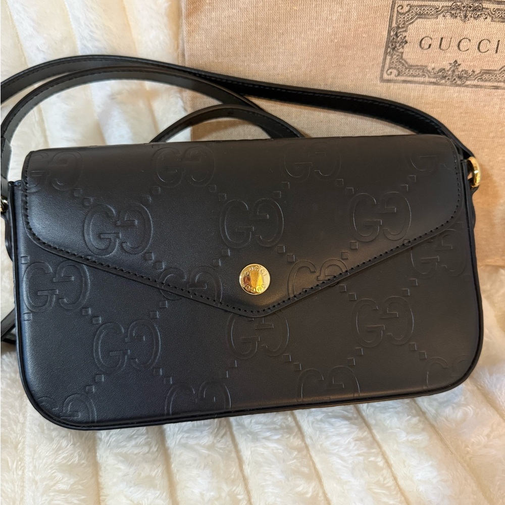 Gucci Black Embossed Crossbody Bag